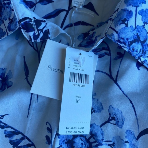 Favorite Daughter The Smooth Ex Boyfriend Button Up Shirt White & Blue Floral - Picture 8 of 11